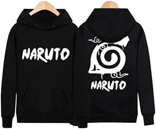Km Men Autumn Fashion Naruto Hoodie Coat/jacket Thicken Pullover Sweater (XXXL, Black)