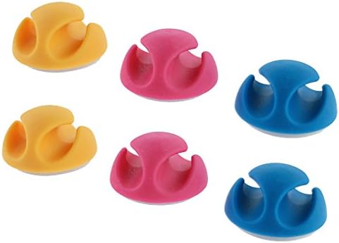 Moon mood® Utility Convenience Portable Durable Soft Plastic Multipurpose Cable Clip Storage with Self Adhesive 6 PCs for Cable Pen Etc (Red Blue Yellow)
