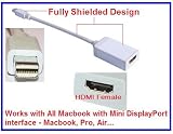 PTC Premium FULLY SHILEDED Mini DisplayPort to HDMI Female Adapter Cable for Apple Macbook, Macbook Pro, iMac, Macbook Air, and Mac Mini...