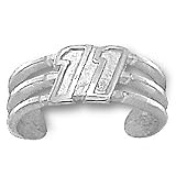 10K White Gold Officially Licensed Denny Hamlin "#11" NASCAR Toe Ring