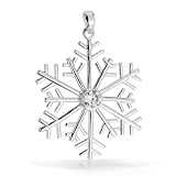 Bling Jewelry Round CZ Solitaire Sterling Silver Snowflake Pendant