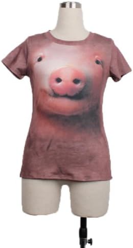 Ladies Funny 3D Patterns Animal Print Neon Short Sleeve T Shirts Blouse Tops