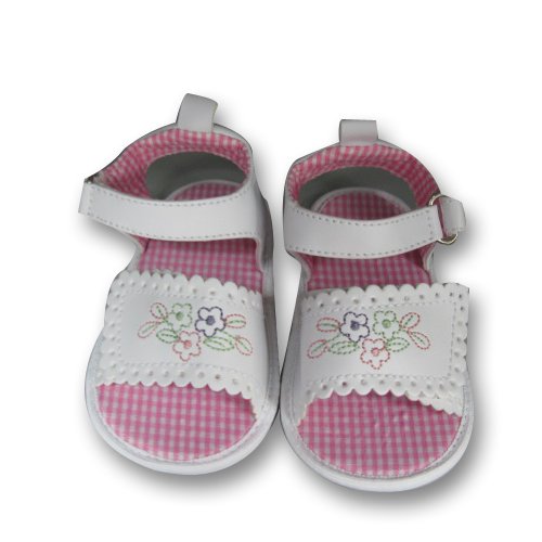 Infant Toddler Girl's White Floral Embroidery Sandal