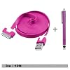 Buy IPhone USB Cables - InfoTechnica&Acirc;&reg; 3m Hot Pink Generic Durable Flat "Noodle" USB A to 30pin Data Charging Cable Compatible for iPhone&Acirc;&reg; 4 4S & Ipad&Acirc;&reg; 2-3 (3m /6.5FT, Hot Pink)