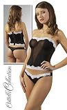 Black Bustier / Basque with Matching Thong and Lace Trim