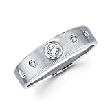 14K White Gold Round with Round Accented Diamonds Women's Couple Wedding Ring Band (0.12 ctw., GH Color, SI Clarity)