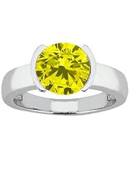 2.20 Ct Round Canary SI1/SI2 Diamond 18K White Gold Ring