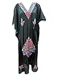 Embroidered Kaftans Summer Black Silk Dress Caftan