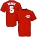 Johnny Bench 5 Cincinnati Reds Red Name and Number Adult T-Shirt Image