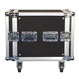 Black High Quality 10u Plywood Rack Case On Wheels With Removable Lids 4x Butterfly Catches Recessed Sprung Handles Castors And Rack Rails