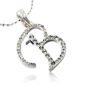 Clear Crystal Initial Letter Pendant Necklace Fashion Jewelry, Letter-B: Jewelry