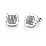 Stainless Steel Cushion Shape Geometrical Pattern Cufflinks for Men