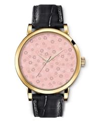 SPRAWL Aanalog Fashion Series Gold Ladies Watches of Genuine Black Leather Strap,Unique Wrist Watch for Women Girls Designed with World of Flowers