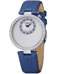 Stuhrling Original Womens 597.02 Vogue Audrey Radiance Swiss Quartz Mother-Of-Pearl Swarovski Crystal Blue Strap Watch