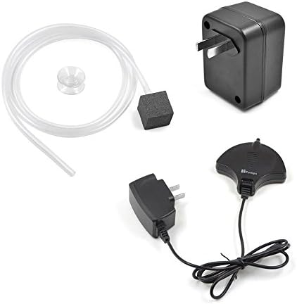 Hpumps Worlds Smallest, Most Silent Aquarium Air Pump Tank High Efficient Oxygen Breathe Pump Waterfall Filter (black plus transformer)
