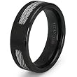7.0mm Black Titanium Ring with Stainless Steel Cables (Sizes 7-12)