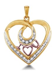 0.12 cttw. Diamond Ladies Heart Pendent 10K Yellow Gold