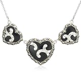 Sterling Silver Marcasite and Cubic Zirconia Triple Heart Necklace, 18 41sB92427kL. SL160 Sterling Silver Marcasite and Cubic Zirconia Triple Heart Necklace, 18