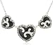  : STERLING SILVER MARCASITE CUBIC ZIRCONIA TRIPLE HEART NECKLACE 18