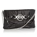 Star by Julien Macdonald-Black mock-snakeskin clutch bag-