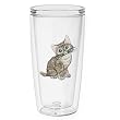 Kitty (Tan) 16 oz Insulated Beverage Tumbler, Clear