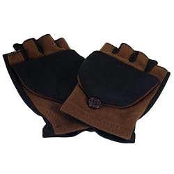 Ski Winter Flip Mitten Fingerless Gloves Glomitt Brown