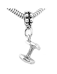 Sterling Silver Dumbbell Weight Dangle Bead Charm