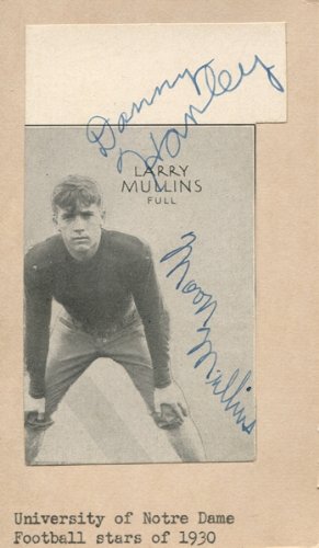 Danny Hanley / Moon Mullins Autographed/Hand Signed 1930 Notre Dame Stars Football 3x5 Card