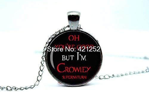 Pretty Lee 2015 Fashion Crowley Quote Supernatural Jewelry Supernatural Necklacei'M Crowley Anti Possession Glass Photo Cabochon Necklace Christmas gift