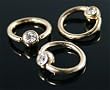Gold Palted Captive with Clear Stone - Sold as a Pair