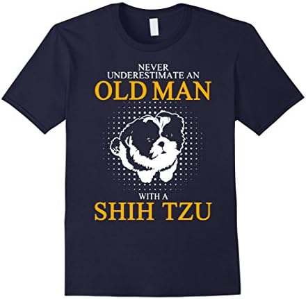 Men's Old Man with a Shih Tzu T-Shirt Large Navy
