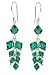 Sterling Silver Swarovski Elements Emerald Colored Bicone Cluster Drop Earrings