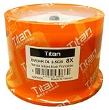 DVD+R, 8X, 8.5GB, Dual Layer, White Inkjet Hub Printable, 50 pack in casebox