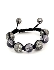 Sterling Silver Amethyst Faceted And Cz Pave Beads New Fashion Bracelet Jewelry