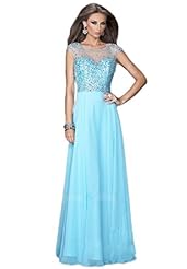 Chiffon Crystals Beaded Crystal Open-Back Evening Dress/Prom Dress/Party Dress 