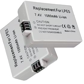 FlyPwoer 2 x 7.4V 1080mAh LP-E5 LPE5 battery for Canon Rebel T1i XSi XS EOS 450D 500D 1000D