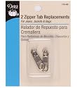 Dritz Zipper Tab Replacement 2/Pkg-Nickel