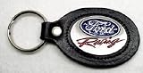 FORD RACING ENAMEL PEWTER/LEATHER KEYCHAIN