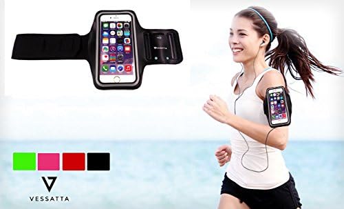 VESSATTA © - iPhone 6/6s Gym Arm Band Case (light weight and adjustable size) - One size band fits all arm sizes - UNISEX - Multiple Colors (Black)