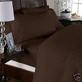 Stripes Chocolate 300 Thread Count Full/Queen Duvet Cover Set 100 % Egyptia ....