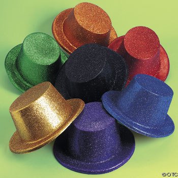 Adult's Glitter Plastic Top Hats (1 dz)
