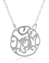 Sterling Silver Mom Filigree Pendant Necklace, 18"