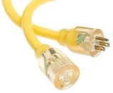Woods 2805 Yellow Jacket 50-Foot 10/3 SJTW Yellow 15 Amp/125 Volt Rated Outdoor Extension Cord with PowerLite Plug