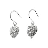 Sterling Silver Shepherds Hook CZ Heart Earrings