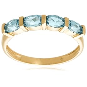 14k 5x3 Oval Blue Topaz Stack Ring by Amazon.com Collection