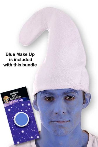 White Gnome Hat  One Cake of Blue Face Paint