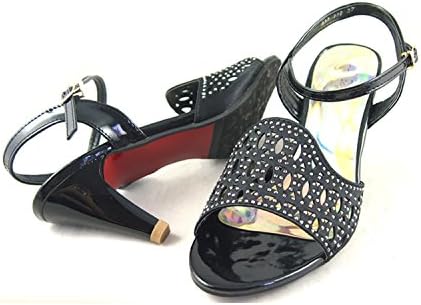 Jumerry Rhinestone Hollow out Ladies High Heel Sandals Hot Sale (black, 5.5)