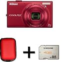 Nikon S6150 Red Camera +4gb Memory + Case