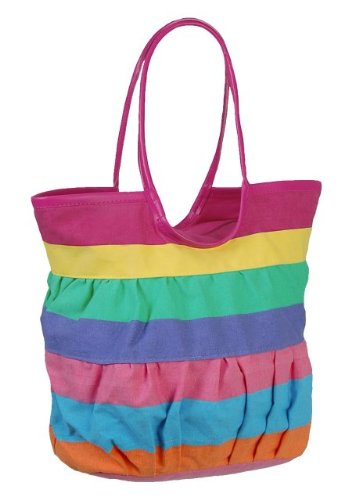 EyeCatchBags - Sophia Canvas Shoulder Bag Stripe Rainbow