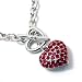 Silver with Red Crystal Rhinestones Heart Charm Chain Pendant Necklace Fashion Jewelry